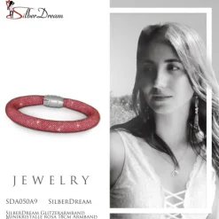 SilberDream Glitzerarmband Minikristalle rosa 18cm Armband Damen SDA050A9