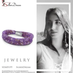 SilberDream Glitzerarmband Minikristalle farbig Doppelarmband Damen SDA051F9