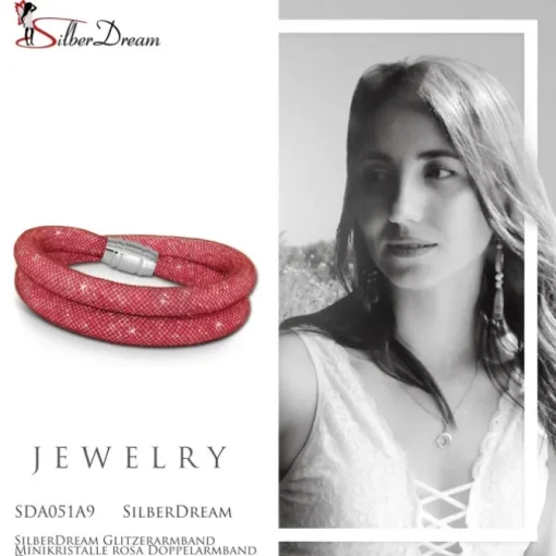 SilberDream Glitzerarmband Minikristalle rosa Doppelarmband Damen SDA051A9