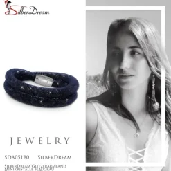 SilberDream Glitzerarmband Minikristalle blaugrau Doppelarmband Damen SDA051B0
