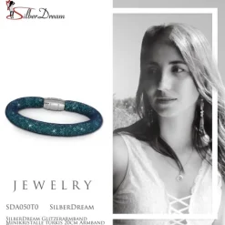SilberDream Glitzerarmband Minikristalle türkis 20cm Armband Damen SDA050T0