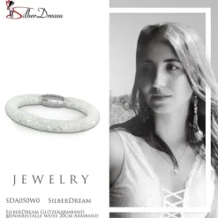SilberDream Glitzerarmband Minikristalle weiß 20cm Armband Damen SDA050W0