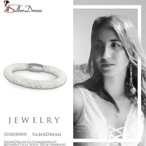 SilberDream Glitzerarmband Minikristalle weiß 20cm Armband Damen SDA050W0