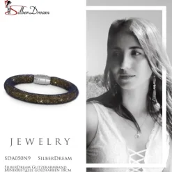 SilberDream Glitzerarmband Minikristalle goldfarben 18cm Armband Damen SDA050N9