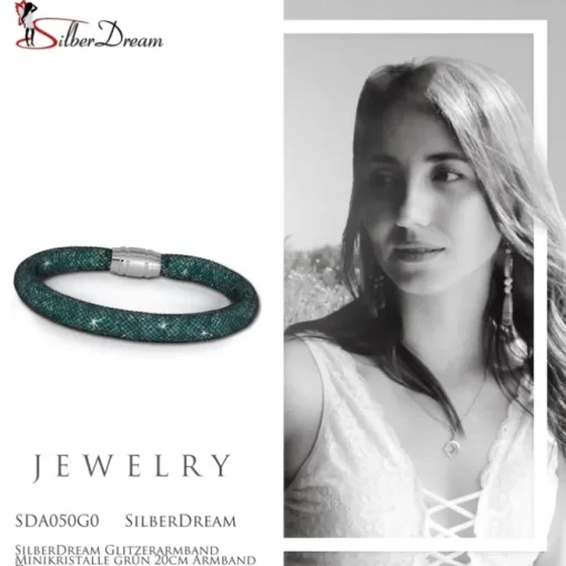 SilberDream Glitzerarmband Minikristalle grün 20cm Armband Damen SDA050G0
