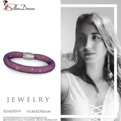 SilberDream Glitzerarmband Minikristalle flieder 18cm Armband Damen SDA050V9