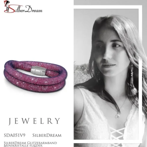 SilberDream Glitzerarmband Minikristalle flieder Doppelarmband Damen SDA051V9