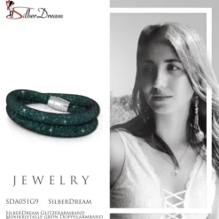 SilberDream Glitzerarmband Minikristalle grün Doppelarmband Damen SDA051G9