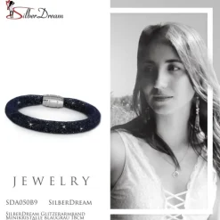 SilberDream Glitzerarmband Minikristalle blaugrau 18cm Armband Damen SDA050B9