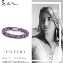 SilberDream Glitzerarmband Minikristalle farbig 18cm Armband Damen SDA050F9
