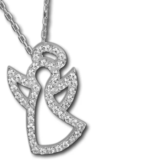 SilberDream Halskette mit Anhänger Engel Zirkonia 44,5cm 925er Silber SDK4985W