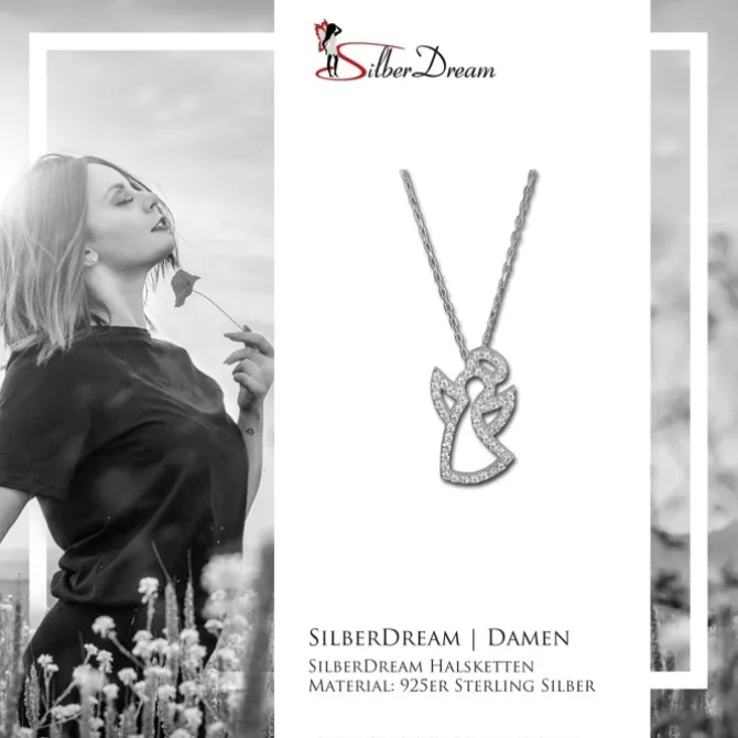 SilberDream Halskette mit Anhänger Engel Zirkonia 44,5cm 925er Silber SDK4985W
