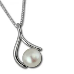 SilberDream Halskette Süßwasser Perle weiß 925 Sterling Silber Damen SDK1548W