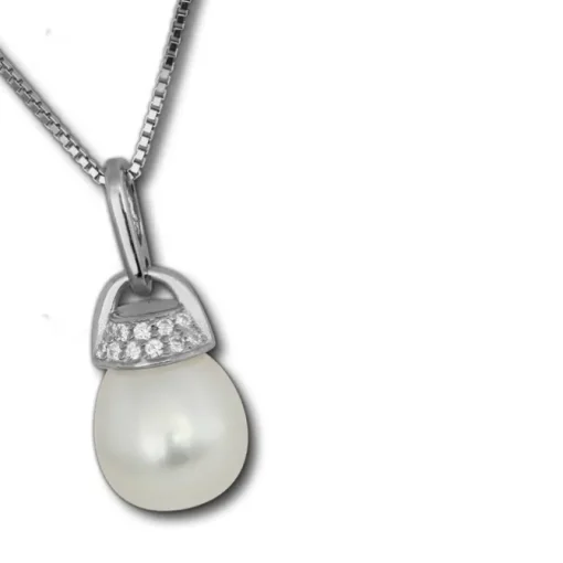 SilberDream Halskette Süßwasser Perle weiß Zirkonia 925 Silber Damen SDK1519W