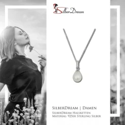 SilberDream Halskette Süßwasser Perle weiß Zirkonias 925 Silber Damen SDK1508W