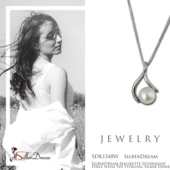 SilberDream Halskette Süßwasser Perle weiß 925 Sterling Silber Damen SDK1548W