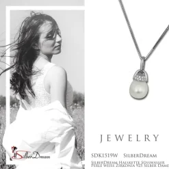 SilberDream Halskette Süßwasser Perle weiß Zirkonia 925 Silber Damen SDK1519W