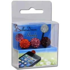SilberDream Handystecker Shamballa 3 Glitzerkugeln orange,rosa,rot GST13