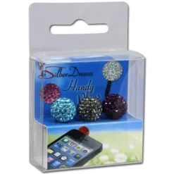SilberDream Handystecker Shamballa 3 Glitzerkugeln blau,grau,lila GST14