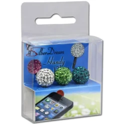SilberDream Handystecker Shamballa 3 Glitzerkugeln weiß,grün,türkis GST12