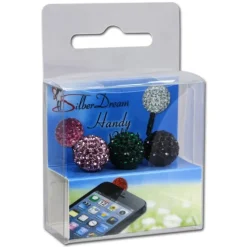SilberDream Handystecker Shamballa 3 Glitzerkugeln flieder,grün,schwarz GST16