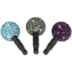 SilberDream Handystecker Shamballa 3 Glitzerkugeln blau,grau,lila GST14