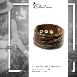 SilberDream Herren Leder Armband braun Lederarmband LA2248B