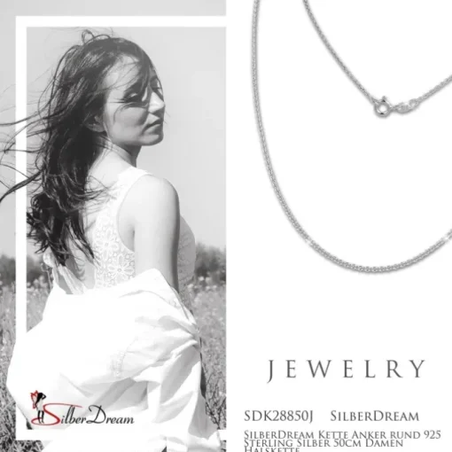 SilberDream Kette Anker rund 925 Sterling Silber 50cm Damen Halskette SDK28850J