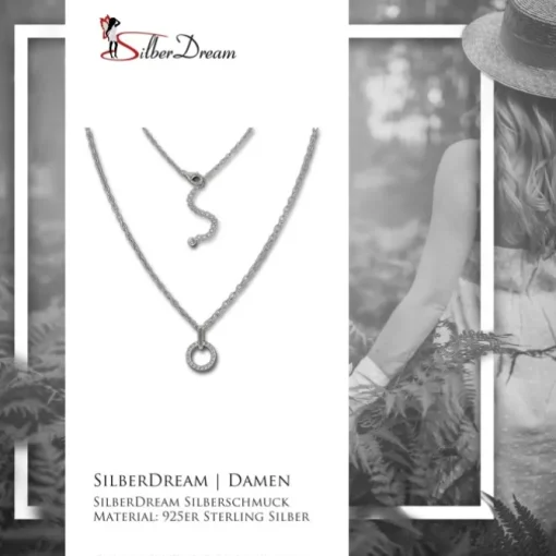 SilberDream Kette Circle Zirkonia weiß 925 Silber 42-45cm Halskette GSK410W