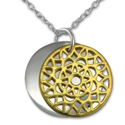 SilberDream Kette Doppel Plakette gold vergoldet 925 Silber 45 cm SDK8008Y