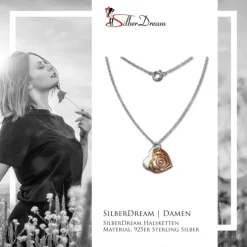SilberDream Kette Doppel Herz rose vergoldet 925 Sterling Silber 45,5cm SDK8006E