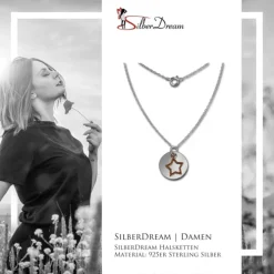 SilberDream Kette Doppel Anhänger Stern rose vergoldet 925 Silber 45 cm SDK8005E