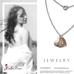 SilberDream Kette Doppel Plakette rose vergoldet 925 Silber 45 cm SDK8003E