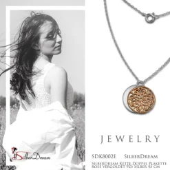 SilberDream Kette Doppel Plakette rose vergoldet 925 Silber 45 cm SDK8002E