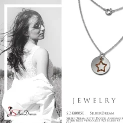 SilberDream Kette Doppel Anhänger Stern rose vergoldet 925 Silber 45 cm SDK8005E