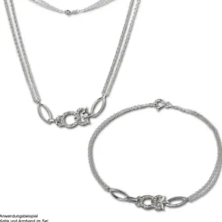 SilberDream Kette Eule Zirkonia weiß 925er Silber 44cm Halskette SDK424W