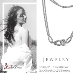 SilberDream Kette Eule Zirkonia weiß 925er Silber 44cm Halskette SDK424W