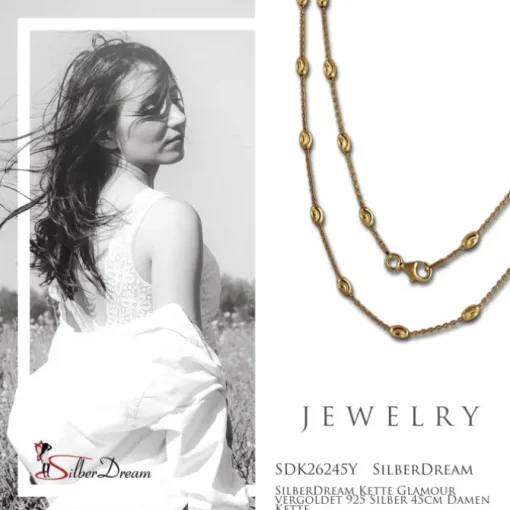 SilberDream Kette Glamour vergoldet 925 Silber 45cm Damen Kette SDK26245Y
