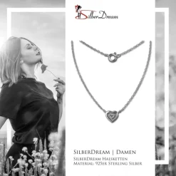 SilberDream Kette Herz 925er Sterling Silber 45cm Halskette SDK8009J