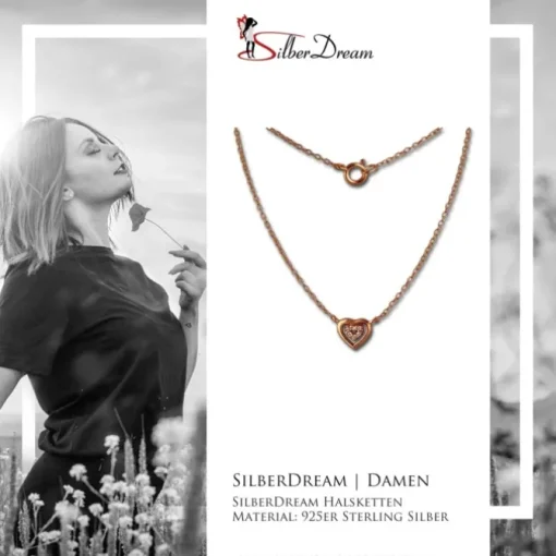 SilberDream Kette Herz rose 925er Sterling Silber 45cm Halskette SDK8009E