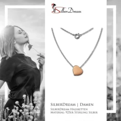SilberDream Kette Herz rose vergoldet 925 Silber 45cm Halskette SDK8000E