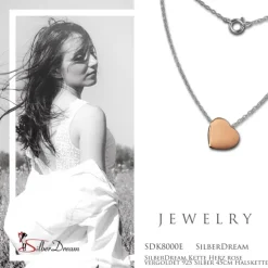 SilberDream Kette Herz rose vergoldet 925 Silber 45cm Halskette SDK8000E