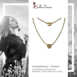 SilberDream Kette Herz vergoldet 925er Sterling Silber 45cm Halskette SDK8009Y
