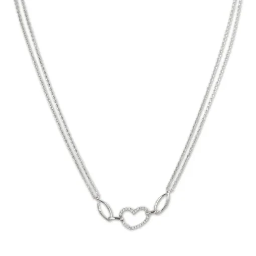 SilberDream Kette Herz Zirkonia weiß 925er Silber 45cm Halskette SDK423W