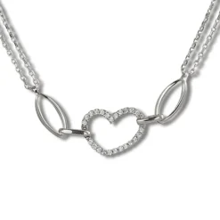 SilberDream Kette Herz Zirkonia weiß 925er Silber 45cm Halskette SDK423W