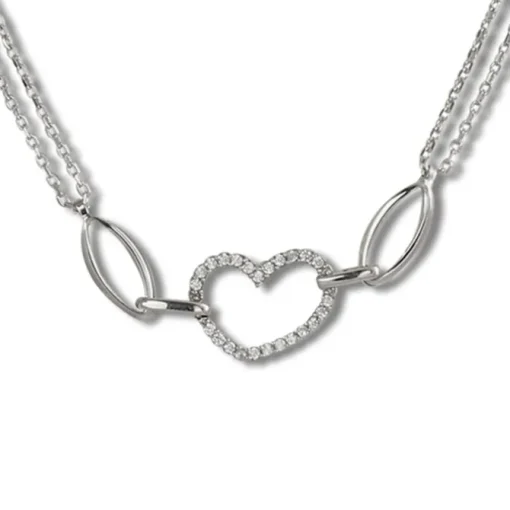 SilberDream Kette Herz Zirkonia weiß 925er Silber 45cm Halskette SDK423W