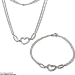 SilberDream Kette Herz Zirkonia weiß 925er Silber 45cm Halskette SDK423W