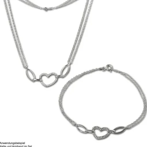 SilberDream Kette Herz Zirkonia weiß 925er Silber 45cm Halskette SDK423W