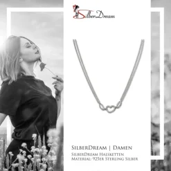 SilberDream Kette Herz Zirkonia weiß 925er Silber 45cm Halskette SDK423W
