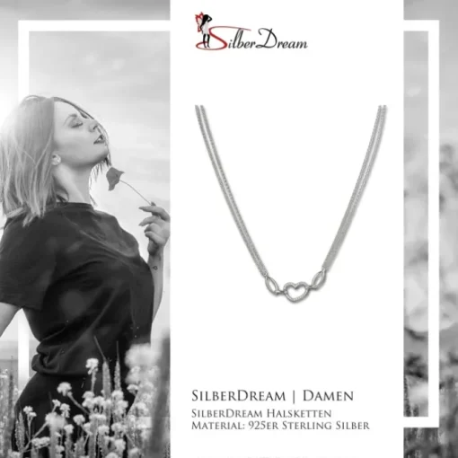 SilberDream Kette Herz Zirkonia weiß 925er Silber 45cm Halskette SDK423W